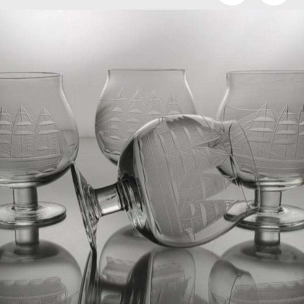 Vintage Toscany Clipper Ship Small Brandy Snifter Glasses Set of 5